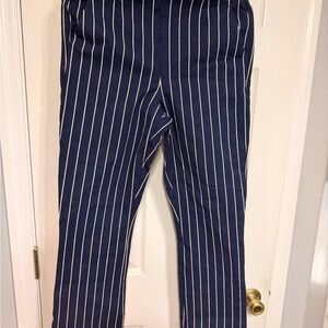 GAP Navy and White Striped Straight Leg Pants